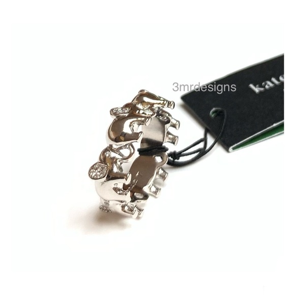NWT Kate Spade ♠️ PRECIOUS ELEPHANT Silver Plated Brass /CZ Crystals Ring - Picture 4 of 10